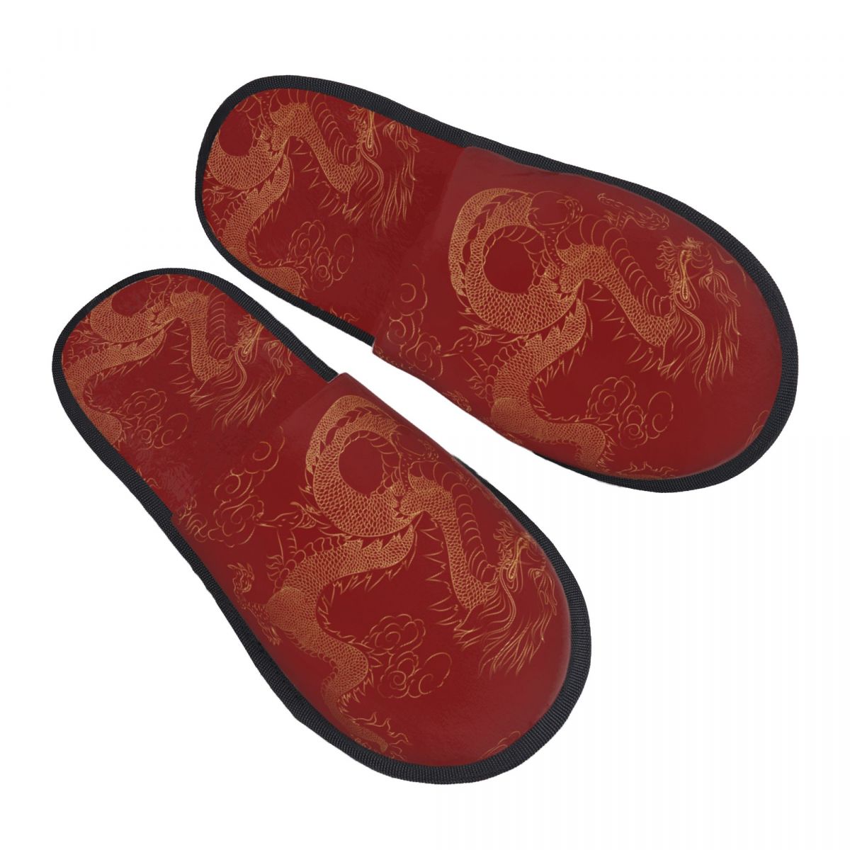 Men Shoes Red - Sandal Naga Emas Di Latar Belakang