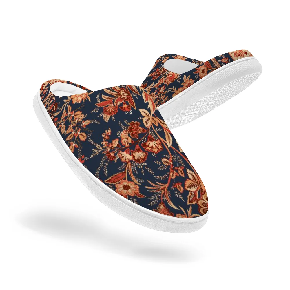 Men Shoes Red - Sandal Rumah Katun Motif Bunga Merah