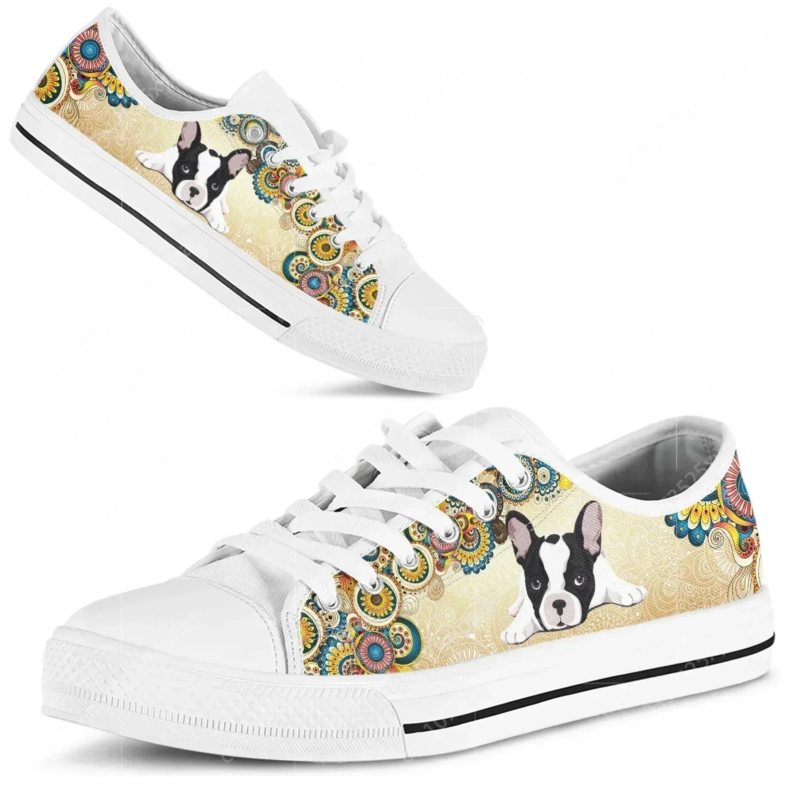 Men Shoes Red - Sepatu Cetak Red Boston Terrier Wanita