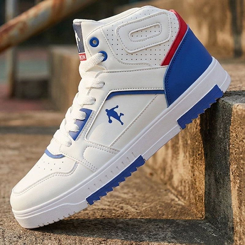 Men Shoes White Colour - Sepatu Sneakers Pria Putih High-Top Warna-Blok,
